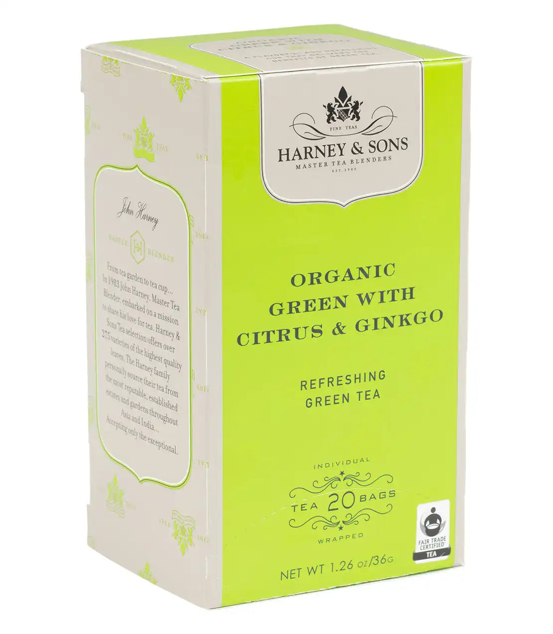 Organic Green with Citrus & Ginkgo, Box of 20 Premium Teabags